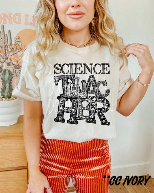 Faux rhinestone science teacher