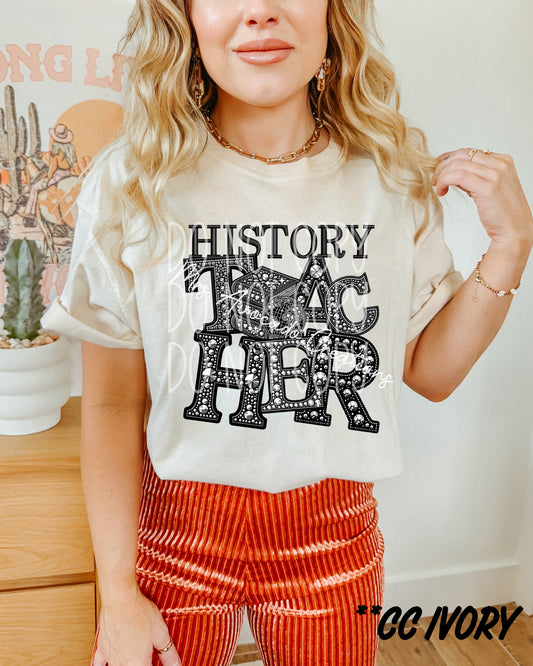 Faux rhinestone history teacher