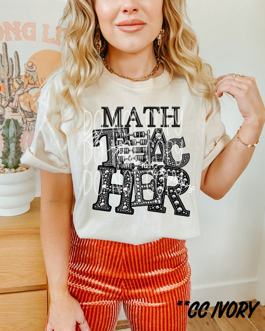 Faux rhinestone math teacher