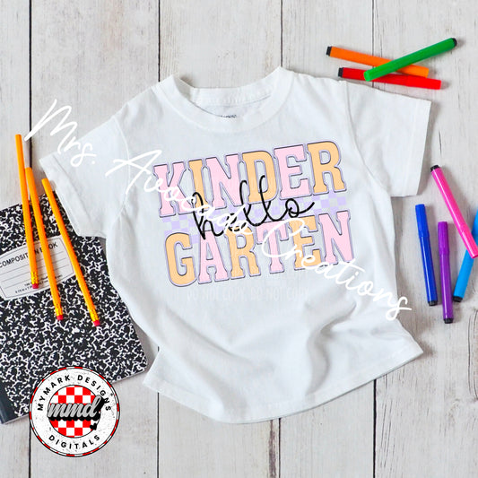 Faux embroider pink hello kindergarten