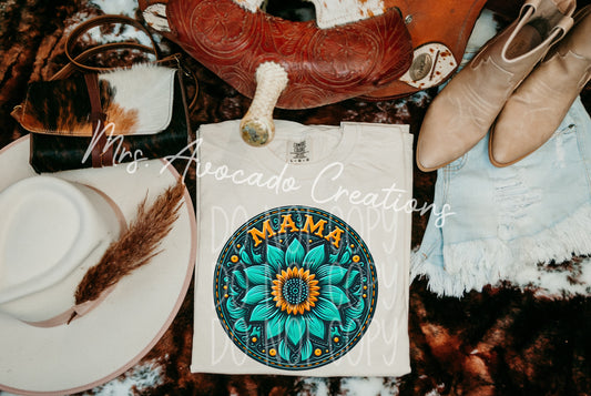 Mama sunflower faux leather tooled