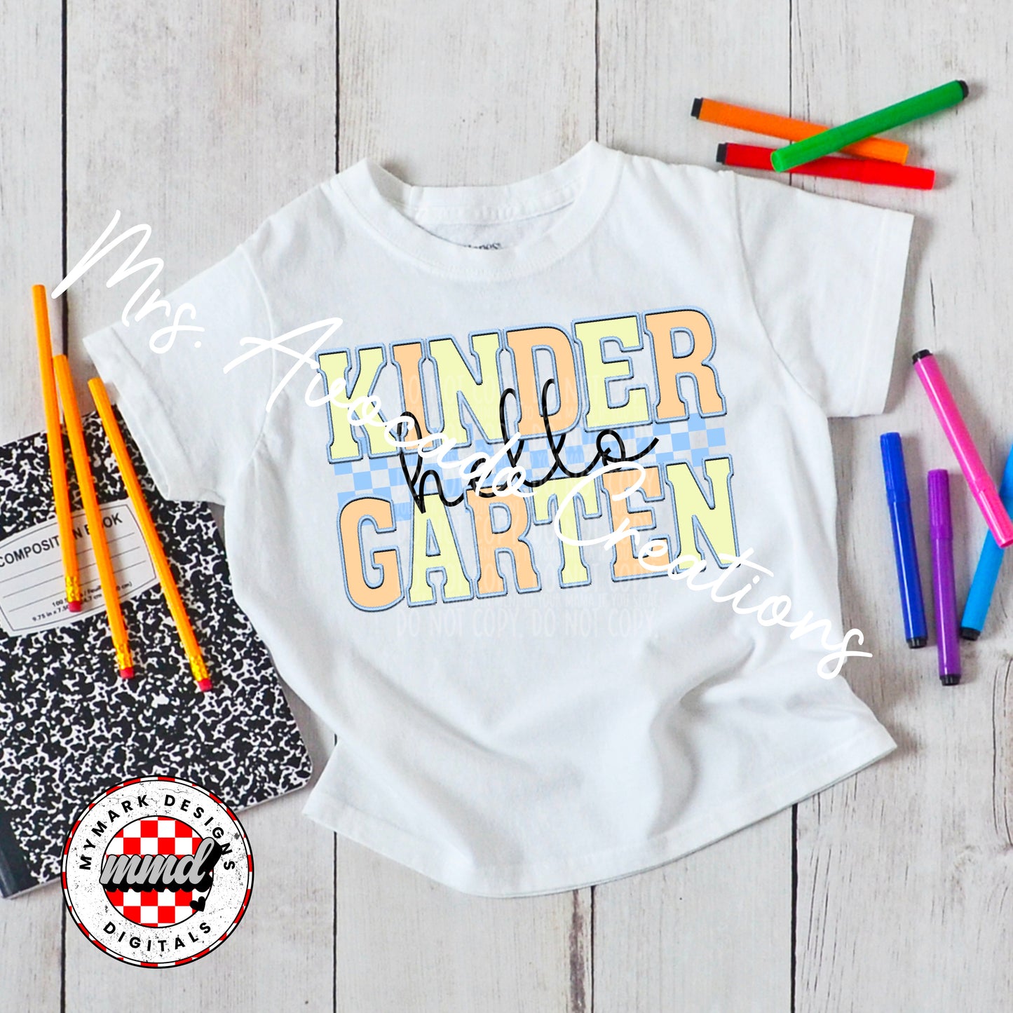Faux embroider blue kindergarten