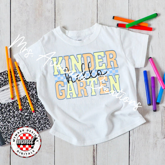 Faux embroider blue kindergarten