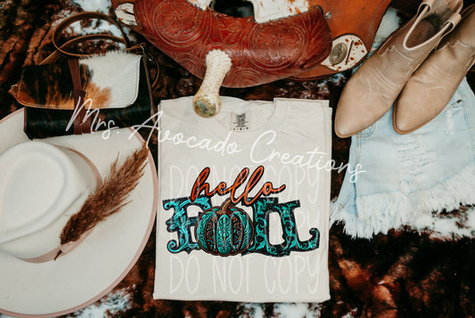 Faux tooled leather Hello Fall