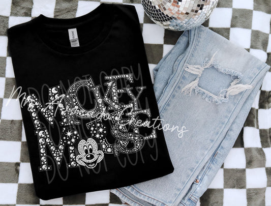 Faux rhinestone Mick Mouse