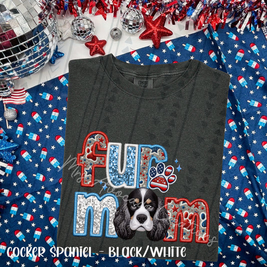 Patriotic Cocker Spaniel Black/White