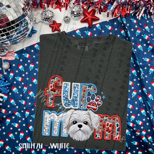 Patriotic White Shih Tzu