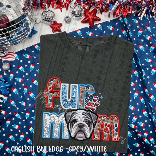 Patriotic English Bulldog Grey/White