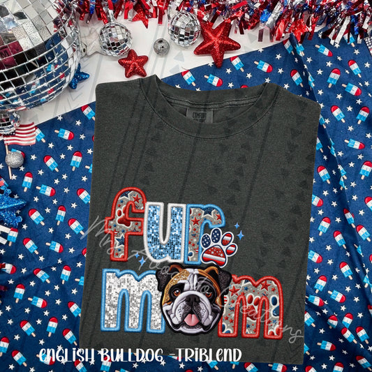 Patriotic English Bulldog Triblend