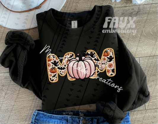 Faux embroidery pumpkin mom