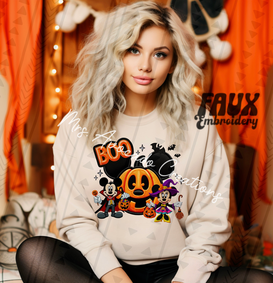 Boo girl mouse/duck faux embroidery