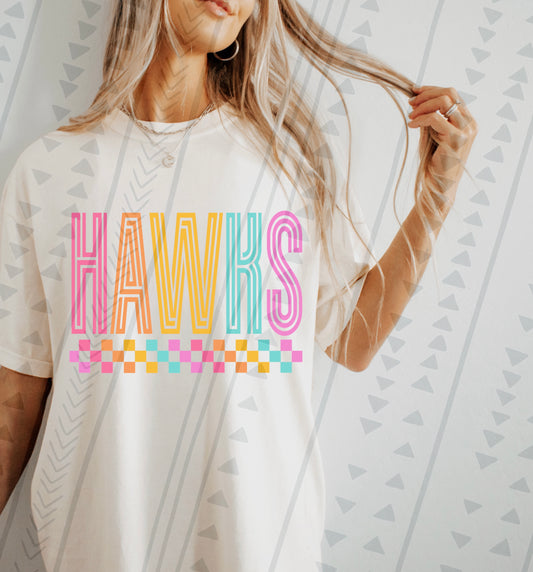 Colorful checkered Hawks