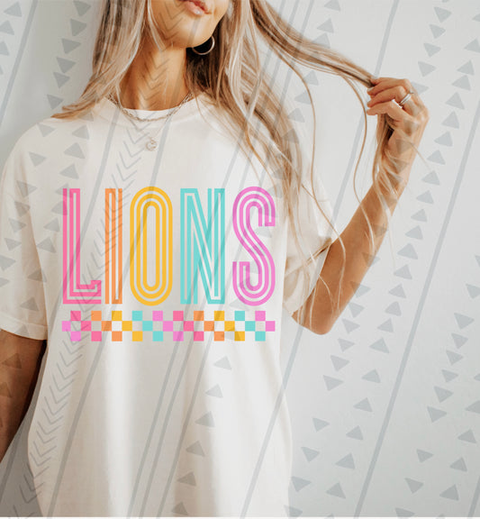 Colorful checkered Lions