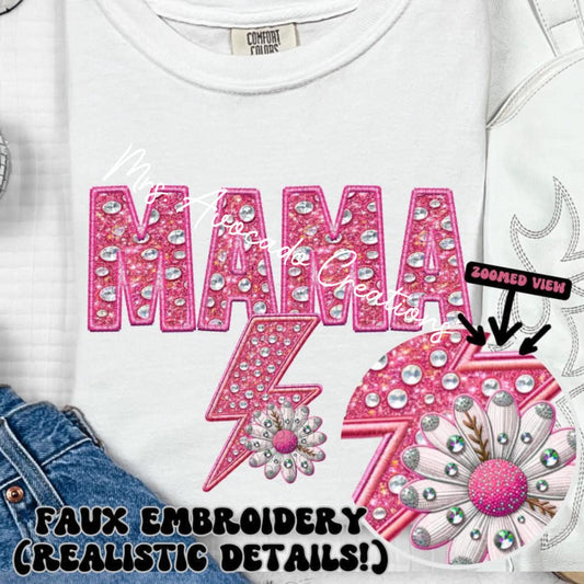 Mama (pink faux embroidery)