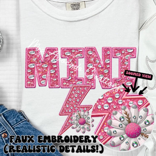 Mini (pink faux embroidery)