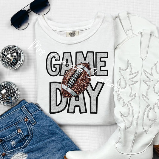 Game day football faux embroidered