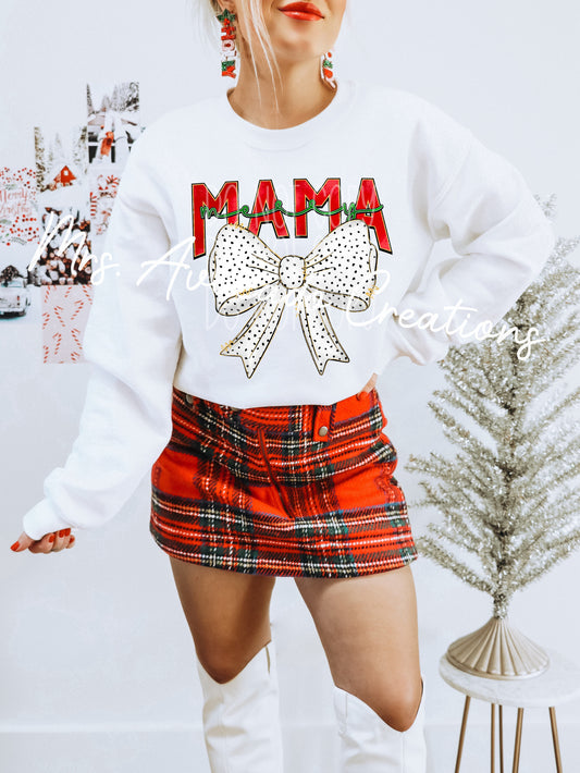 Merry mama polka dot bow