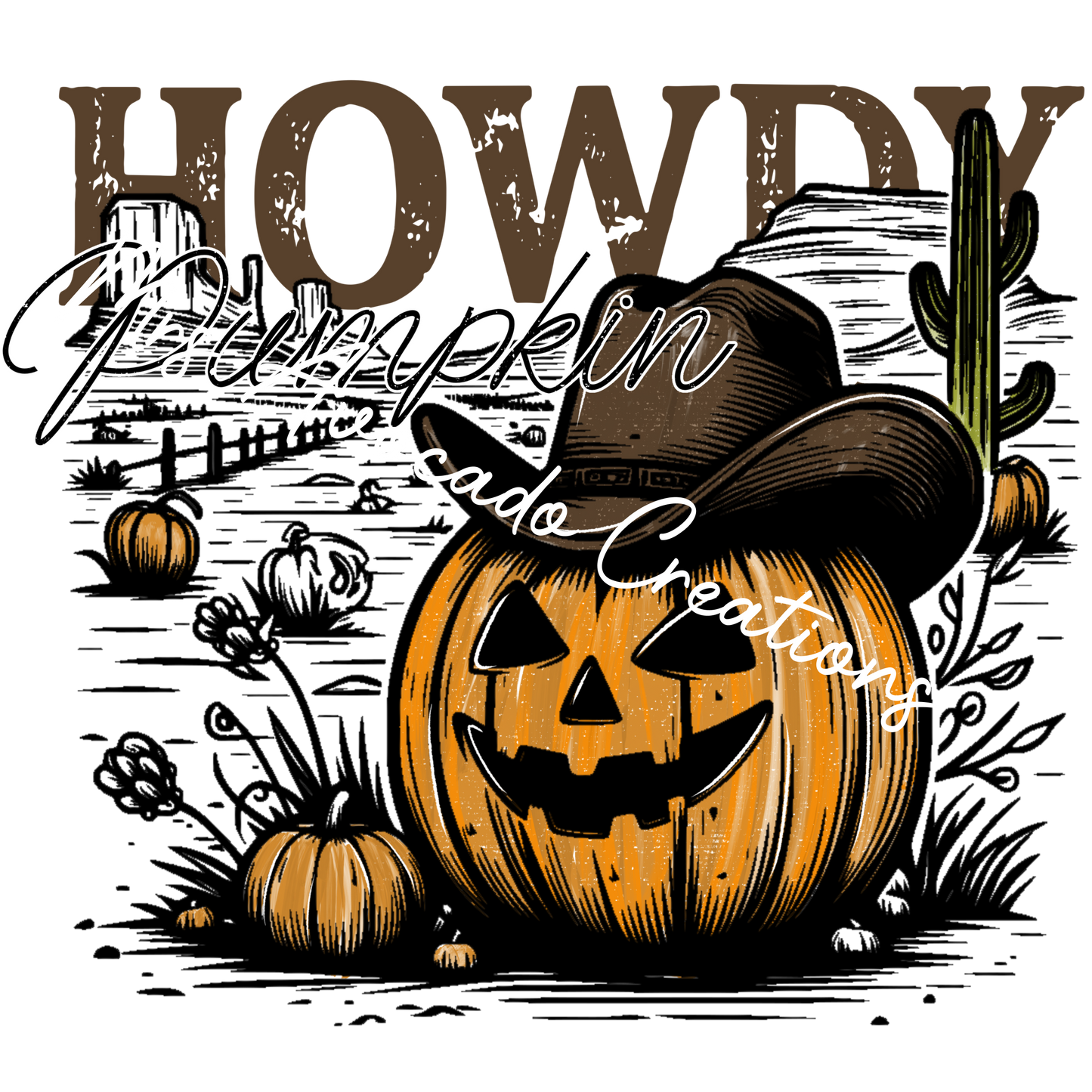 Howdy cowboy hat pumpkin