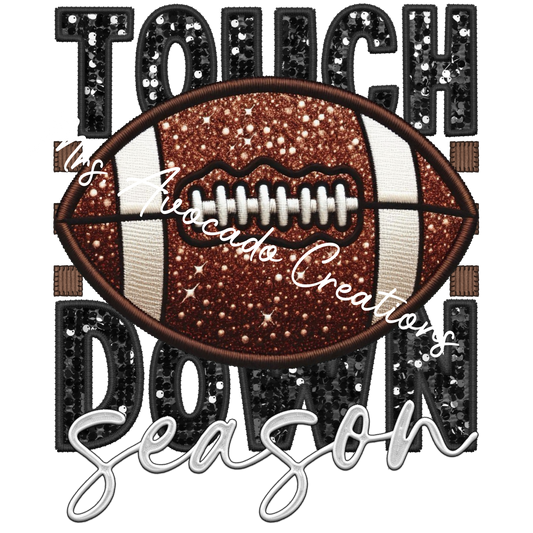 Touchdown season faux glitter/embroidery
