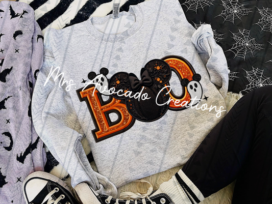 Boo Mouse faux embroidery