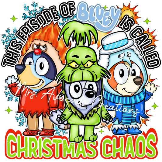 Christmas Chaos blue dog