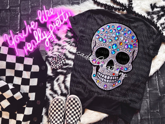Faux embroidery bling skeleton
