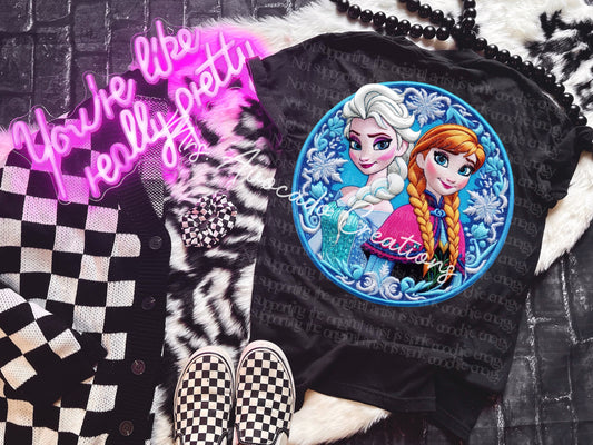 Faux embroidery icy sisters