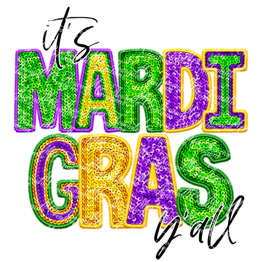 It's Mardi Gras Y'all faux sequin