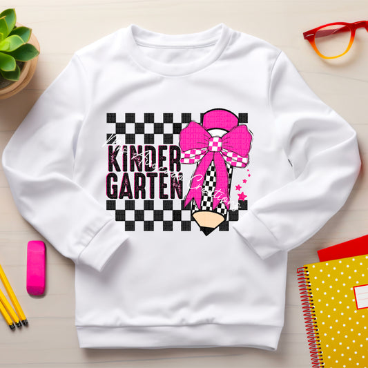 Neon pink checkered pencil kindergarten