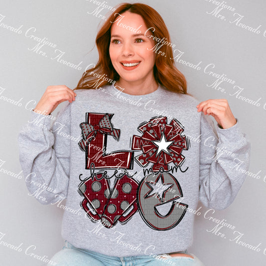 Love cheer mom maroon/gray/white