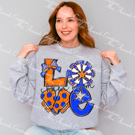 Love cheer mom orange/blue