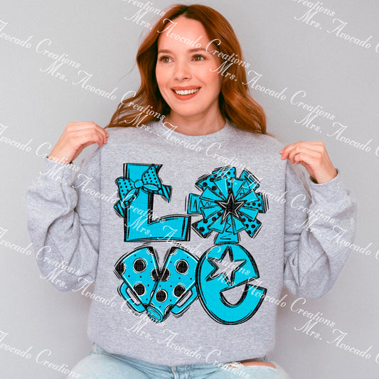 Love cheer light blue/black
