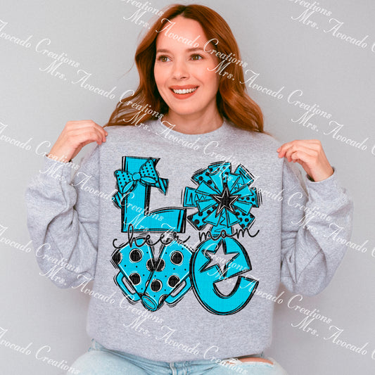 Love cheer mom light blue/black