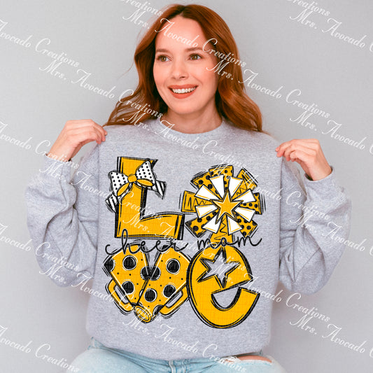 Love cheer  mom black/yellow gold