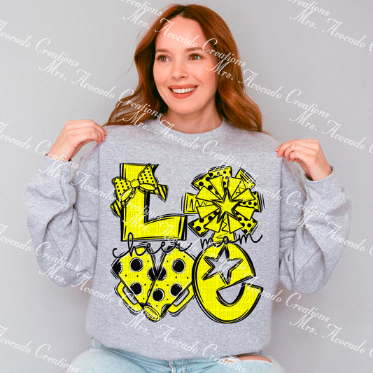 Love cheer mom black/yellow