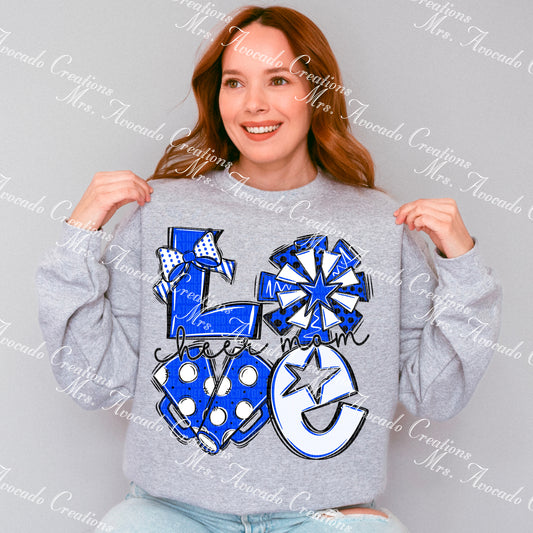 Love cheer mom blue/black/white