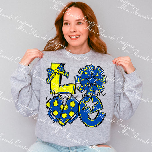 Love cheer mom blue/yellow