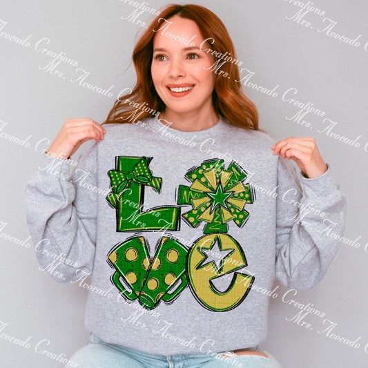 Love cheer dark green/gold