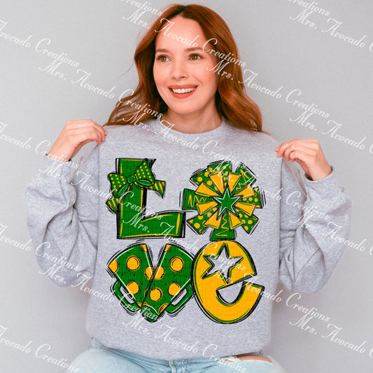 Love cheer dark green/yellow gold