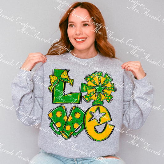 Love cheer green yellow gold