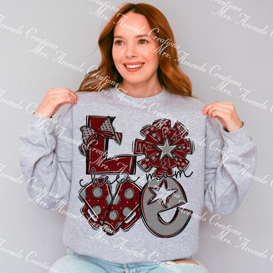 Love cheer mom maroon/gray
