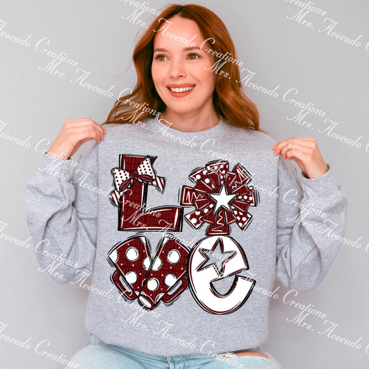 Love cheer maroon/white