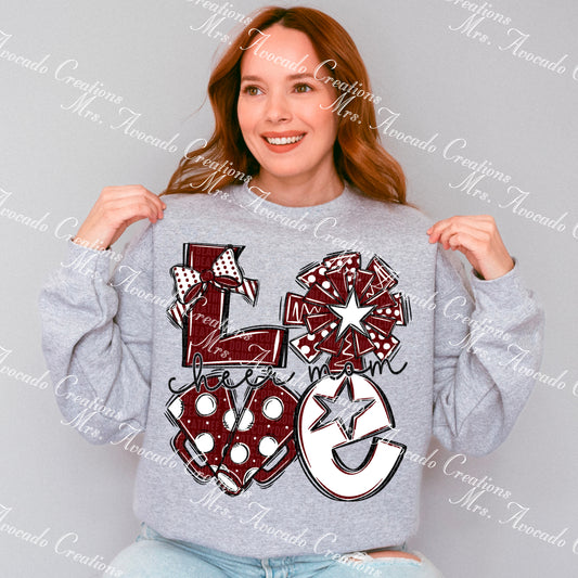Love cheer mom maroon/white