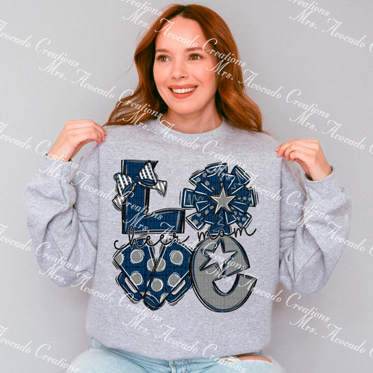 Love cheer mom navy/gray/white