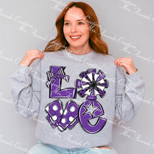 Love cheer purple/black/white