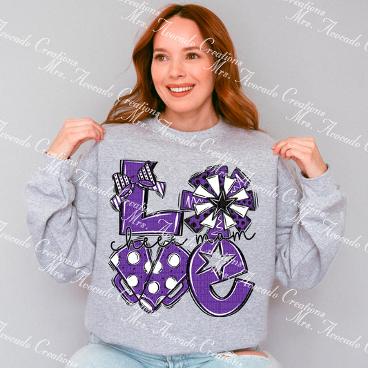 Love cheer mom purple/black/white