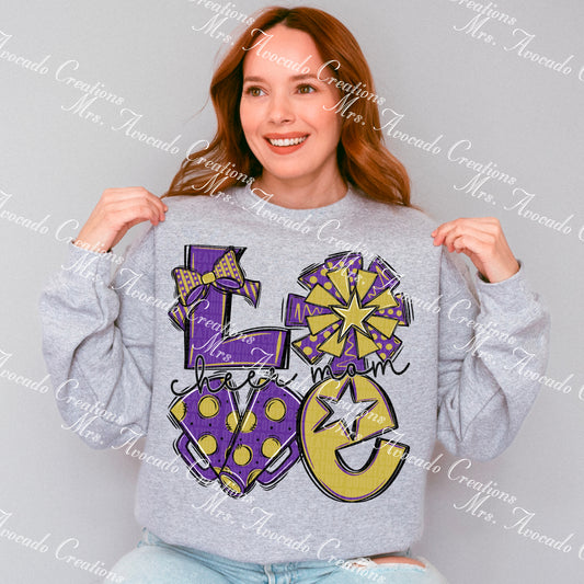 Love cheer mom purple/gold