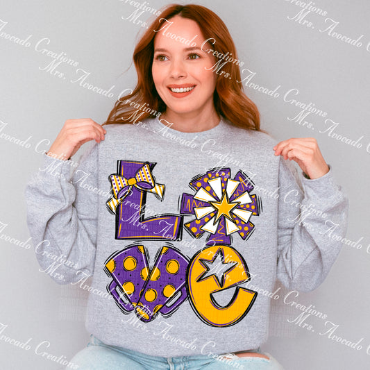 Love cheer purple/ yellow gold