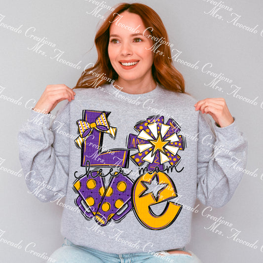Love cheer mom purple/ yellow gold