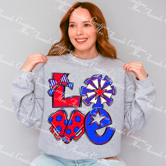 Love cheer red/blue
